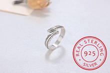 Retro New Arrival 925 Sterling Silver Feather Ring for Women Jewelry Fashion Open Adjustable Finger Ring anillos Free Shipping 2024 - buy cheap