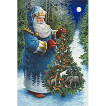 Cuadro de árbol de Santa Claus para niños, mosaico de diamantes de imitación, 5D, bricolaje, regalo de Navidad 2024 - compra barato