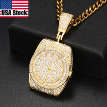 Dial Pendant Pave Setting Zirconia Iced Out Bling Necklaces Pendant For Men's Hip Hop Jewelry Fashion Charm Gifts 2024 - buy cheap