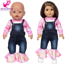 Roupas de boneca infantil, calça jeans com tintura de 18 tamanhos, roupa de boneca de menina, macacão jeans, presente de crianças, brinquedos, roupa de menina 2024 - compre barato