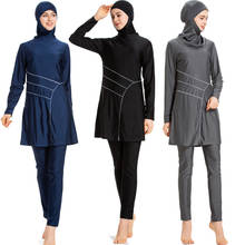 Islamic Women Muslim Swimwear Burkini Hooded Hijab Swimsuit Modest Swim Surf Wear Sport Full Suit for Swimming 3 Piece sets 2020 2024 - buy cheap