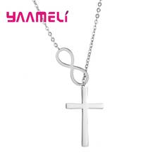 Never Fade Sterling Silver 925 Cross Bowknot Infintity Cross Necklace for Male Female Silver/Gold/Rose Gold Collar Choker 2024 - buy cheap