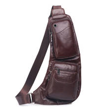 Mochila masculina de couro genuíno, mochila para viagem retrô, mochila de pele natural com alça para bolsa de peito 2024 - compre barato