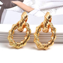 Wholesale New Gold Metal Hoops Drop Earrings Fashion Trend Jewelry Accessories For Women 2024 - buy cheap