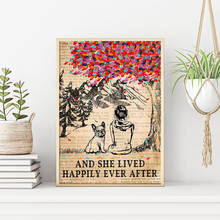 Vintage Dog Poster And She Lived Happily Ever After Pet Canvas Wall Art Paintings and Prints Pictures Living Room Home Decor 2024 - buy cheap