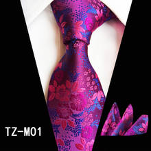 Ricnais-conjunto de gravata em seda masculina, 8cm, lenço floral vermelho e verde, estilo caxemira, para casamento e negócios 2024 - compre barato