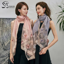 Inverno marca de luxo floral lã lenço de seda feminino cachecol envoltório longo lã cachecol feminino pashmina xales e cachecóis 2024 - compre barato