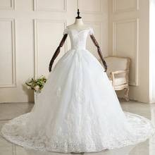 Boat Neck Wedding Dress 2022 Luxury Lace 1m Train Lace Up Bridal Ball Gown Princess Plus Vestido De Noiva Robe De Mariee 2024 - buy cheap