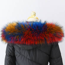 Новый воротник из искусственного меха енота, женские куртки, пуховое пальто с капюшоном, аксессуары, зимний теплый шарф из меха енота, роскошный женский воротник 2024 - купить недорого