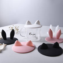 Cute cat ear shape silicon cup lid cover Reuseable Dustproof water bottle cover suction cap drink accessories 2024 - buy cheap