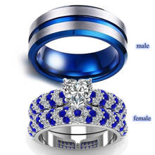 Fashion Jewelry Blue Stainless Steel Couple Rings Engagement Jewelry Valentine's Day Gift 2024 - buy cheap