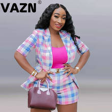 VAZN-Conjunto de 2 piezas formado por blazer y pantalón corto con manga corta y cuello en V, para verano, 2020 2024 - compra barato