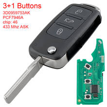 3 + 1 Buttons 433MHz ASK Flip Remote Intelligent Key Fob with ID46 Chip 3D0959753AK for VW Volkswagen Phaeton 2002-2010 2024 - buy cheap