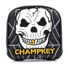 Champkey-martillo de Golf, cubierta de Putter para centro del eje del Club, Cierre magnético, negro, blanco, cuero PU, bordado de calavera 2024 - compra barato