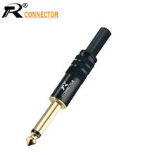 1PC Jack 6.35mm Microphone plug Mono Male plug Assembly wire Connector Smoothly plating Audio speaker with spring 2024 - buy cheap