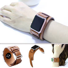 For Apple Watch Band Genuine Cuff Leather Apple Watch 6 5 4 3 2 1 Strap Band Bracelet for iWatch 44/40/42/38 mm Belt 2024 - buy cheap