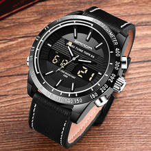A marca de luxo sanda relógios masculinos esportes relógios de couro banda led digital analógico relógios de quartzo à prova dwaterproof água relógios militares 2024 - compre barato