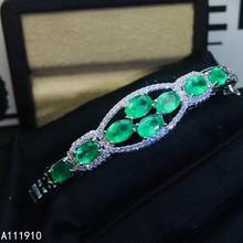 KJJEAXCMY fine jewelry 925 sterling silver inlaid Natural emerald gemstone ladies bracelet support detection noble 2024 - buy cheap