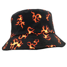 New flame Print Bucket Hats For Men Women Outdoor Sun Hat Fashion Fishing Panama Cap Reversible Bob Chapeau fisherman hat 2024 - buy cheap