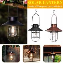 Solar Lantern Lamp Outdoor Hanging Waterproof Vintage Metal Solar Garden Lights With Tungsten Bulb Decorative For Patio Backyard 2024 - buy cheap