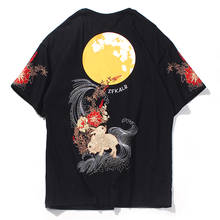 LACIBLE-camisetas Harajuku Hip Hop para hombre, camisas con Bordado de conejo, flores y Luna, camisetas informales de manga corta de verano 2024 - compra barato