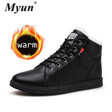 Newest 2019 Autumn Winter Sneakers Men Shoes Leather High Top With Fur Plush Warm Casual classic Comfortable Male Footwear Black 2024 - buy cheap