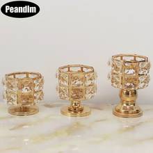 PEANDIM Small Crystal Candle Holder Gold Cute Tea Light Holder Wedding Decoration Table Centerpieces Candlestick For Party Home 2024 - buy cheap