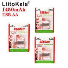 LiitoKala USB мини AA батарея Nimh AA 1,2 в 1450 мАч перезаряжаемая батарея NIMH USB AA 1450 с красочной картой CE FCC ROHS 2024 - купить недорого