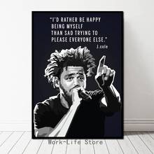 Rapper j cole arte hiphop citação rapper estrela pintura a óleo poster imprime imagem da parede lona para a decoração do quarto de casa 2024 - compre barato