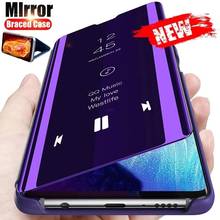 Smart Mirror Flip Phone Case For Huawei Honor 30 20 Pro 10 V10 Note 10 9X For P Smart Z 2019 Plus 2020 2021 Leather Stand Cover 2024 - купить недорого