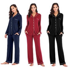 New Ladies Pajamas for Women Modal Sleepwear Set Turn-down Collar Pijamas Feminino Casual Pyjama Femme Long Sleeve Homewear 2024 - buy cheap