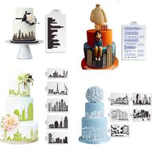 Landmark Building Design Cake Stencil PET Cake Border Stencils DIY Drawing Lace Template Cake Mold Cake Decorating Tool Bakeware 2024 - buy cheap