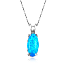 Collar de cadena de eslabones con forma de marquesa de aleación chapada en plata de moda joyas de ópalo de opalita azul 2024 - compra barato