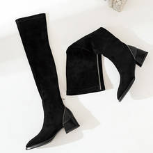 Sexy over the Knee High Boots Back Zipper Genuine Leather Shoes Woman Autumn Winter Wedding Night Club med Heels 2024 - buy cheap
