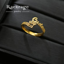 Raexrage Customized Frosted Name Ring Women Men Stainless Steel Crown Heart Handmade Personalized Letters Adjustable Rings 2024 - buy cheap