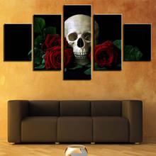 HD Prints 5 Panels Pictures Canvas Prints Skull Terror Painting Wall Art For Living Room Home Decoration 2024 - buy cheap