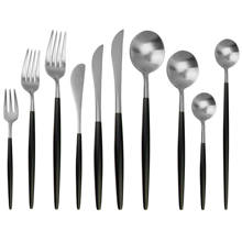 Black Silver 18/10 Cutlery Set Stainless Steel Dinnerware Steak Knife Fork Spoon Dessert Fork Party Kitchen Food Tableware Set 2024 - купить недорого
