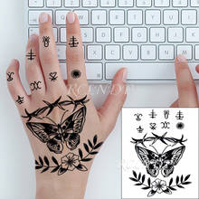 Tatuagem falsa temporária com flor de borboleta, tatuagem flash, tamanho de mão, tatuagens de arte para meninos e mulheres 2024 - compre barato