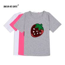 Детская одежда, футболки с короткими рукавами и рисунком клубники для мальчиков и девочек, детская футболка, джемпер, летняя футболка 2024 - купить недорого