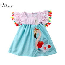 Vestido de verano sin mangas para niñas pequeñas, con flecos de colores, flamenco, retazos a rayas, de 1 a 6 años, 2019 2024 - compra barato