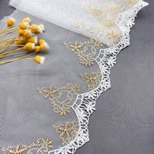 10Yards 12.2cm wide Soft Mesh Gold White Thread Polyester Fabric Lace Trim Embroidery Sewing Crafts Doll Material Lace Edge 2024 - buy cheap