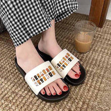 shoes for women 2021 Cute cat pattern printing summer open-toe non-slip fashion sandals Hipster flip flops 2024 - buy cheap