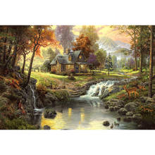 Full Square Diamond 5D DIY Diamond Painting "House Creek Water" Embroidery Cross Stitch Rhinestone Mosaic Painting Decor Gift 2024 - buy cheap