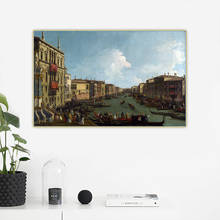 Kawish canaletto "venice, a regata sobre o grande canal", arte de pintura a óleo em tela, arte de decoração de parede, cenário 2024 - compre barato