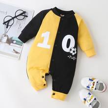 Cotton Baby Boy Romper Letter Football Patchwork Single Breasted Long Sleeve Baby Jumpsuit Sport Casual Baby Boy Clothes 0-18M 2024 - buy cheap