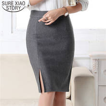 2022 New Fashion Spring Summer Elegant Slim Front Slit Midi Skirt Women Office Skirts Formal Pencil Skirt Black/Gray/Red 6180 50 2024 - buy cheap