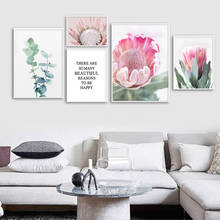 Tela de flores rosas para decoração, quados de parede em estilo nórdico, pintura escandinavo, decoração para casa 2024 - compre barato