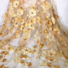 1 fatia de luxo 3d flor apliques overlay tecido tule rendas colorido vestido de noiva tecido para vestido de festa vestido de noite 2024 - compre barato