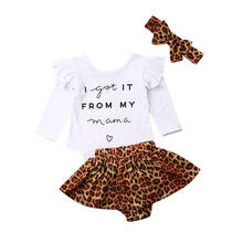 Focusnorm 0-24M 3PCS Newborn Baby Girl Autumn Clothes Set Ruffle Romper Top Leopard Skirts Fall Outfits 2024 - buy cheap