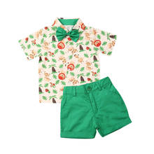Toddler Kids Baby Boy Gentleman Clothes 2pcs Lions Short Sleeve Shirt Tops Shorts Pants Fashion Outfit Set 18M-5Y 2024 - buy cheap